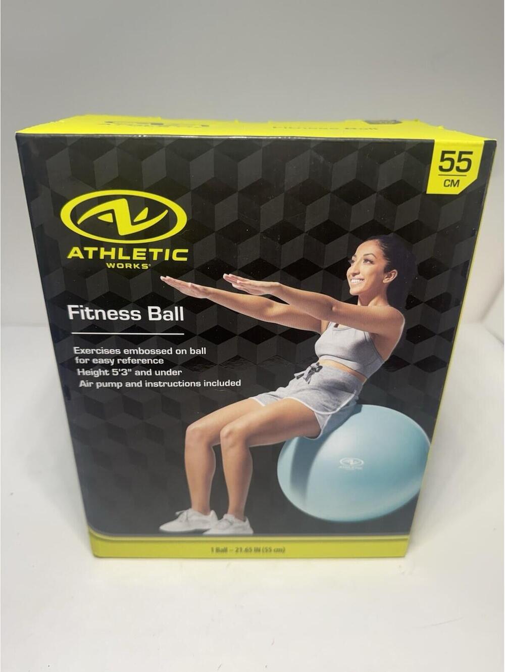 Athletic Works 55cm Fitness Ball Exercise Yoga Stability Ball Pump Open Box